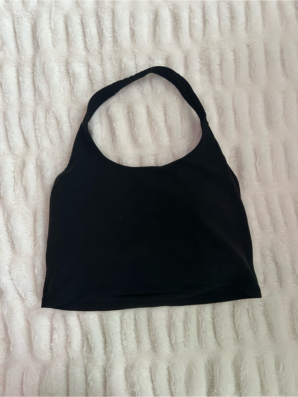 Sleek Black Halter Crop Top Built in Bra